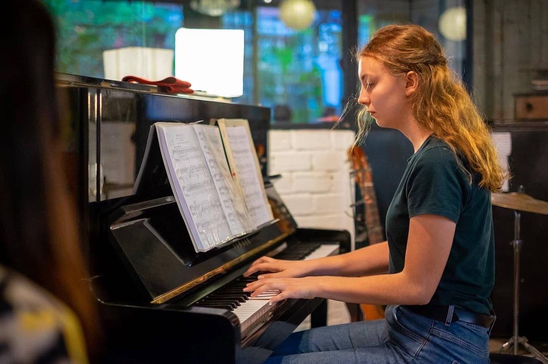Teen student at piano